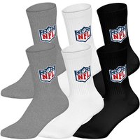 NFL Unisex Socken, 6er Pack - NFL Shield 6Pack Crew Socks, Logo, Polyester-Baumwollmischung, Größe 39-42 in Weiß