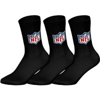NFL Unisex Socken, 3er Pack - NFL Shield 3Pack Crew Socks, Logo, Baumwollmischung, Größe 43-46 in Schwarz