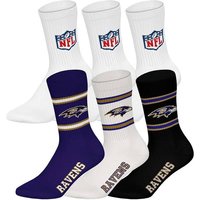 NFL Unisex Socken, 6er Pack - NFL Teams, 6Pack Crew Socks, Football, Logo, Baumwollmischung, Größe 43-46 in Weiß