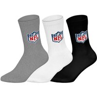 NFL Unisex Socken, 3er Pack - NFL Shield 3Pack Crew Socks, Logo, Baumwollmischung, Größe 43-46 in Weiß