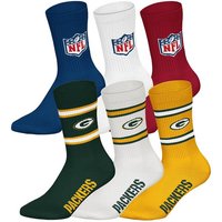 NFL Unisex Socken, 6er Pack - NFL Teams, 6Pack Crew Socks, Football, Logo, Baumwollmischung, Größe 39-42 in Bunt