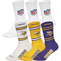 NFL Unisex Socken, 6er Pack - NFL Teams, 6Pack Crew Socks, Football, Logo, Baumwollmischung, Größe 43-46 in Weiß