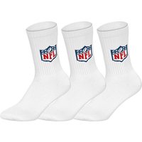 NFL Unisex Socken, 3er Pack - NFL Shield 3Pack Crew Socks, Logo, Baumwollmischung, Größe 43-46 in Weiß