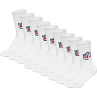 NFL Unisex Socken, 9er Pack - NFL Shield 9Pack Crew Socks, Logo, Baumwollmischung, Größe 39-42 in Weiß