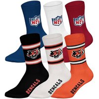 NFL Unisex Socken, 6er Pack - NFL Teams, 6Pack Crew Socks, Football, Logo, Baumwollmischung, Größe 43-46 in Bunt