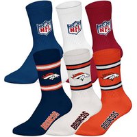 NFL Unisex Socken, 6er Pack - NFL Teams, 6Pack Crew Socks, Football, Logo, Baumwollmischung, Größe 43-46 in Bunt
