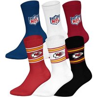 NFL Unisex Socken, 6er Pack - NFL Teams, 6Pack Crew Socks, Football, Logo, Baumwollmischung, Größe 43-46 in Bunt