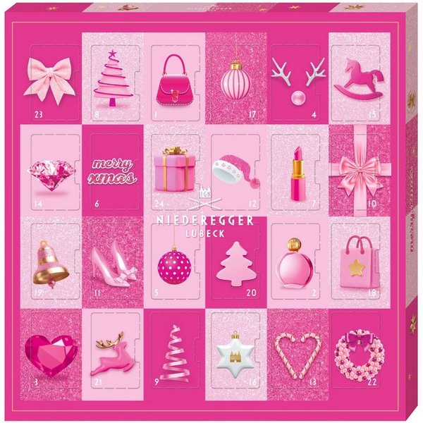 Niederegger Lebensmittel-Adventskalender Adventskalender Minis Edition Glamour, 177 g, Niederegger, 24 Mini-Pralinen