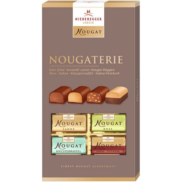 Niederegger Schokolade, Niederegger Nougaterie Feine Nougat Happen nach Sorten sortiert 200g