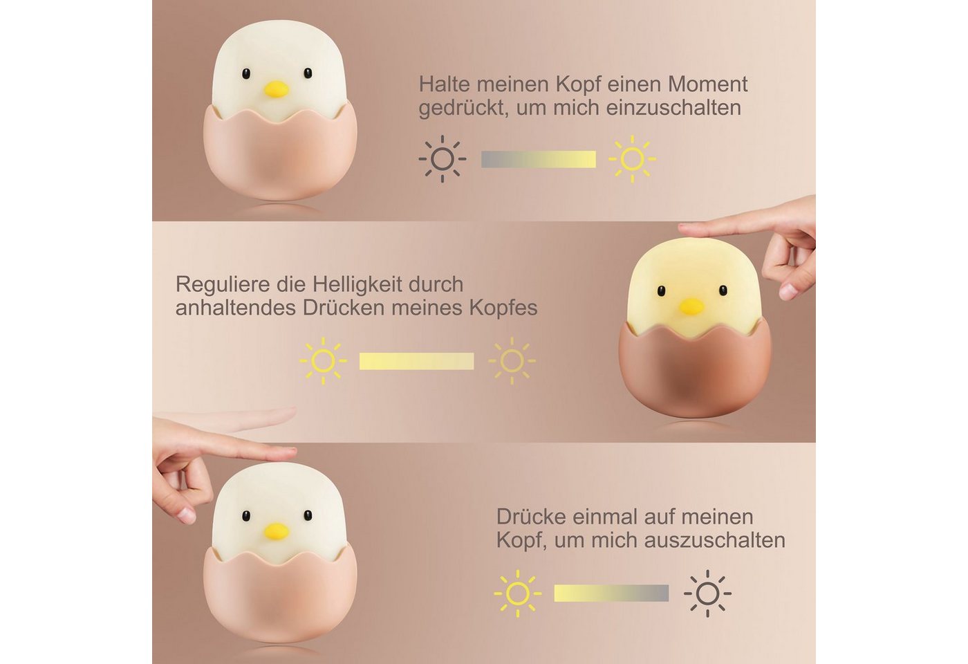 niermann LED Nachtlicht Eggy Egg, LED fest integriert, Kinderzimmer, Kinderlampe – Bild 3 von 5
