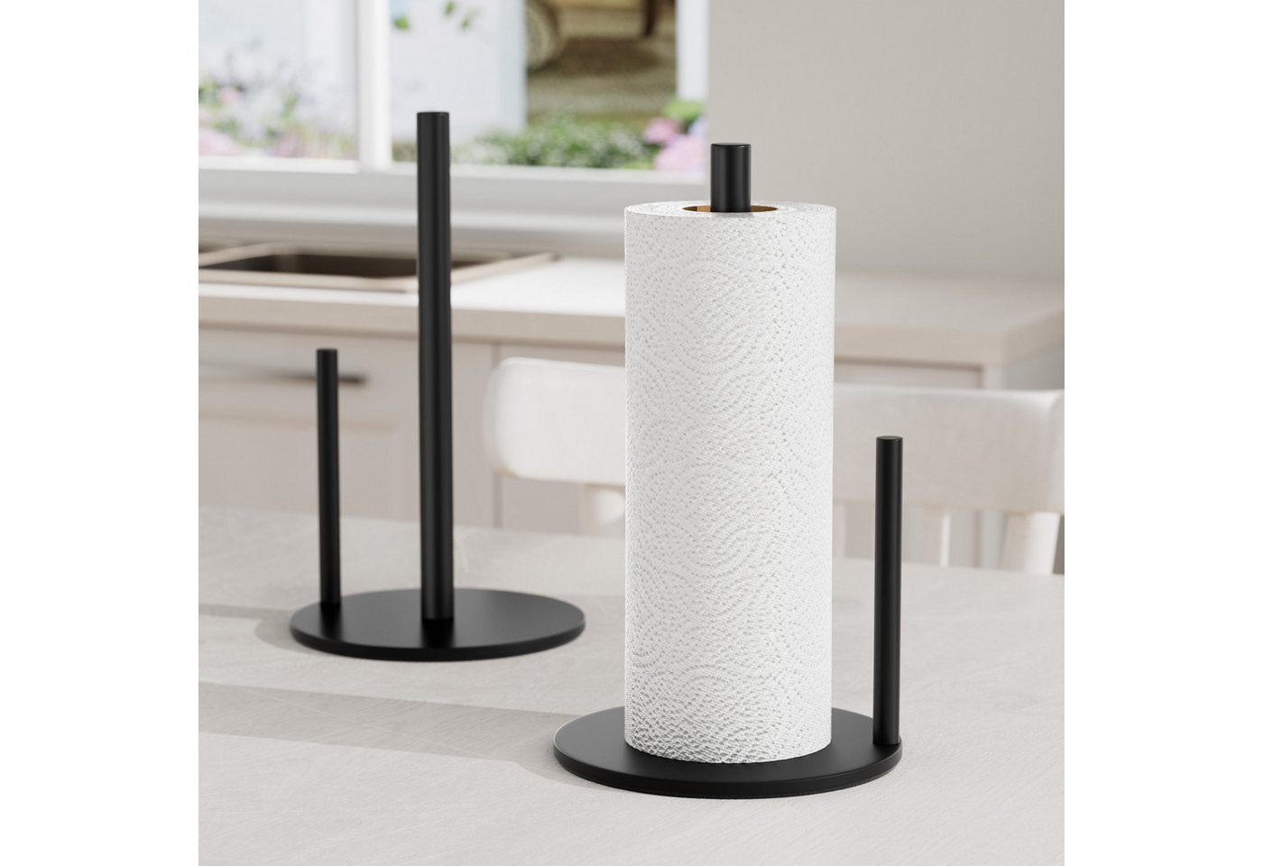 niffgaff Küchenrollenhalter mit gewichteter Basis & rutschfester Unterlage, (1-St), Edelstahl Stehend, platzsparend für Arbeitsplatte & Küchenregal – Bild 4 von 5
