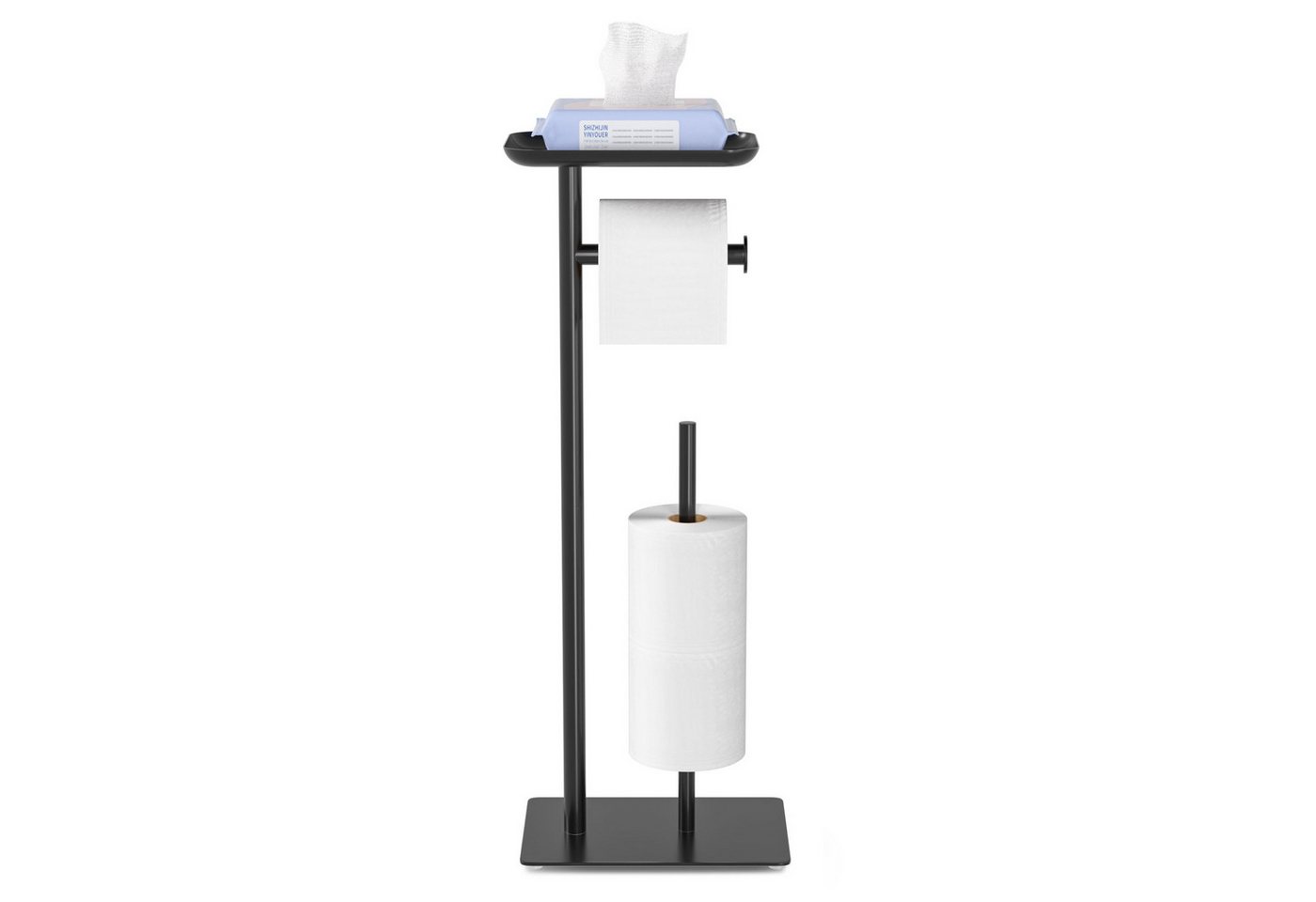 niffgaff Toilettenpapierhalter Stehender, Klopapierhalter aus Edelstahl mit Ablagefläche (1-St), Platz für 4+1 Rollen, WC-Papierhalter mit praktischem Stauraum – Bild 3 von 5