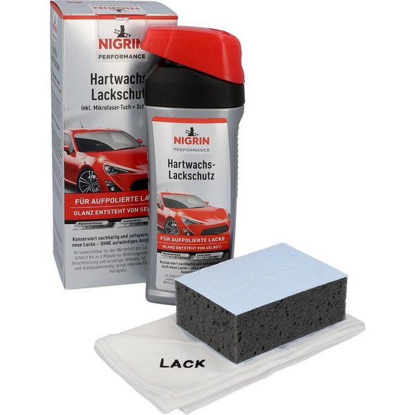 NIGRIN Hartwachs Lack-Schutz 500ml Politur Versieglung Autowachs (Set, 3 St., Komplett-Set), Lack-Versieglung Auto-Wachs KFZ Abperlschutz Shampoobeständig Glanz