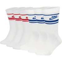 NIKE Unisex 6er Pack Sportsocken - Everyday Essential Stripe, einfarbig, Größe 34-38 in Weiß