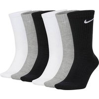NIKE Unisex Tennissocken, 6er Pack - Cushioned - Training Crew Socks, einfarbig, Logo, Größe 42-46 in Schwarz