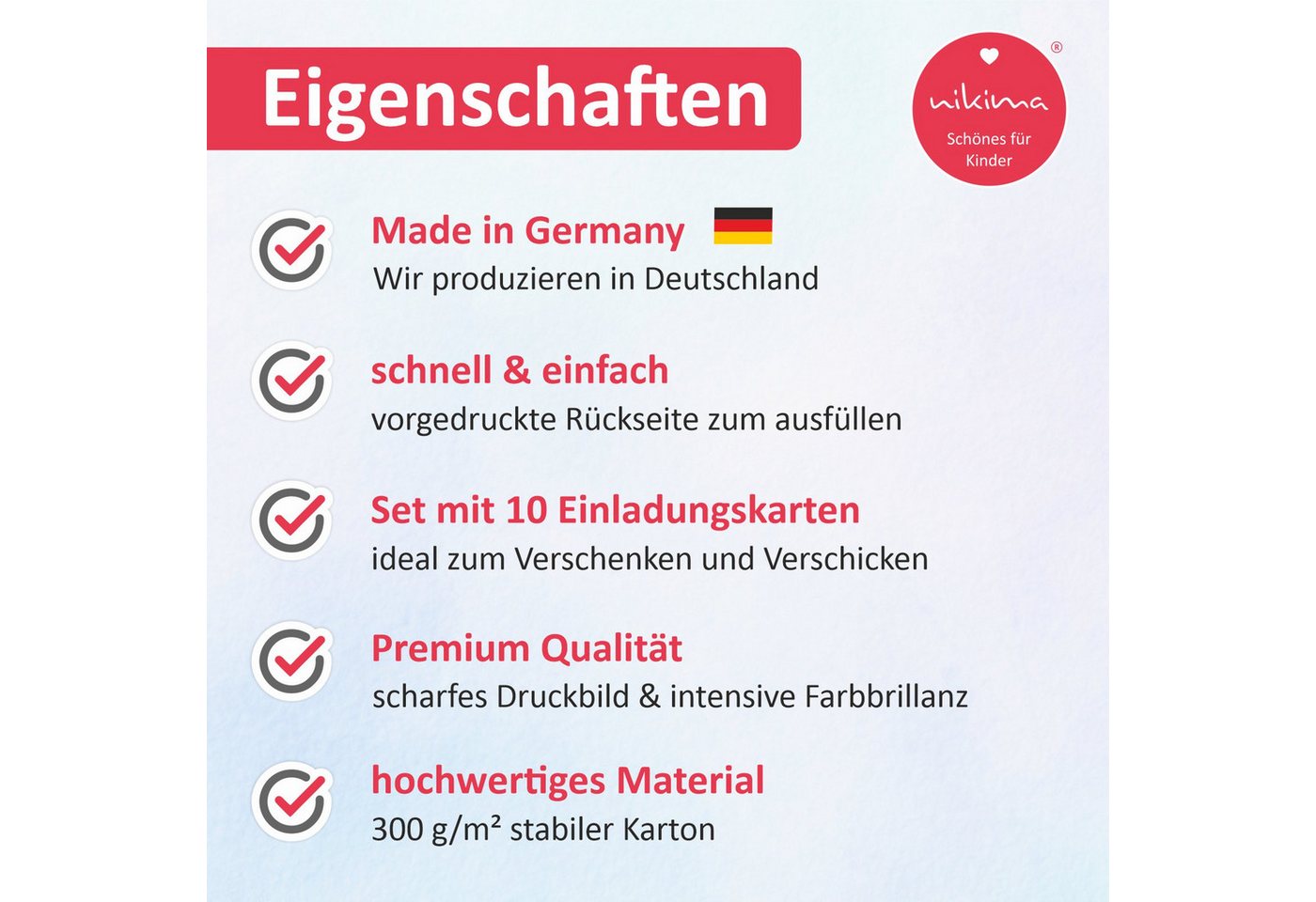 nikima Einladungskarten 10 Einladungskarten Einhorn mit Glitzer für Kindergeburtstag – Bild 5 von 5