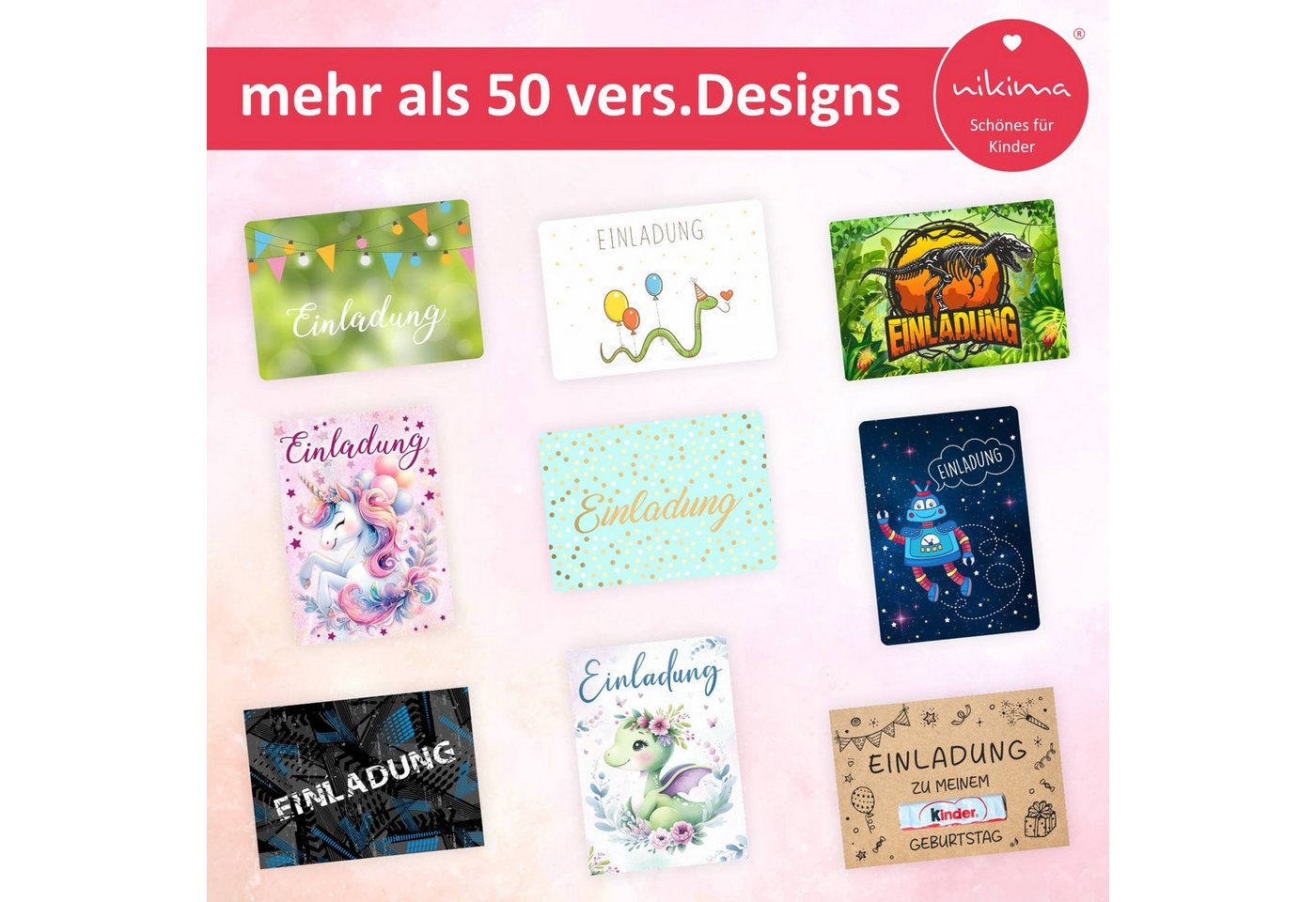 nikima Einladungskarten 10 Einladungskarten Mint mit Silberlack inkl. Umschlag – Bild 5 von 5