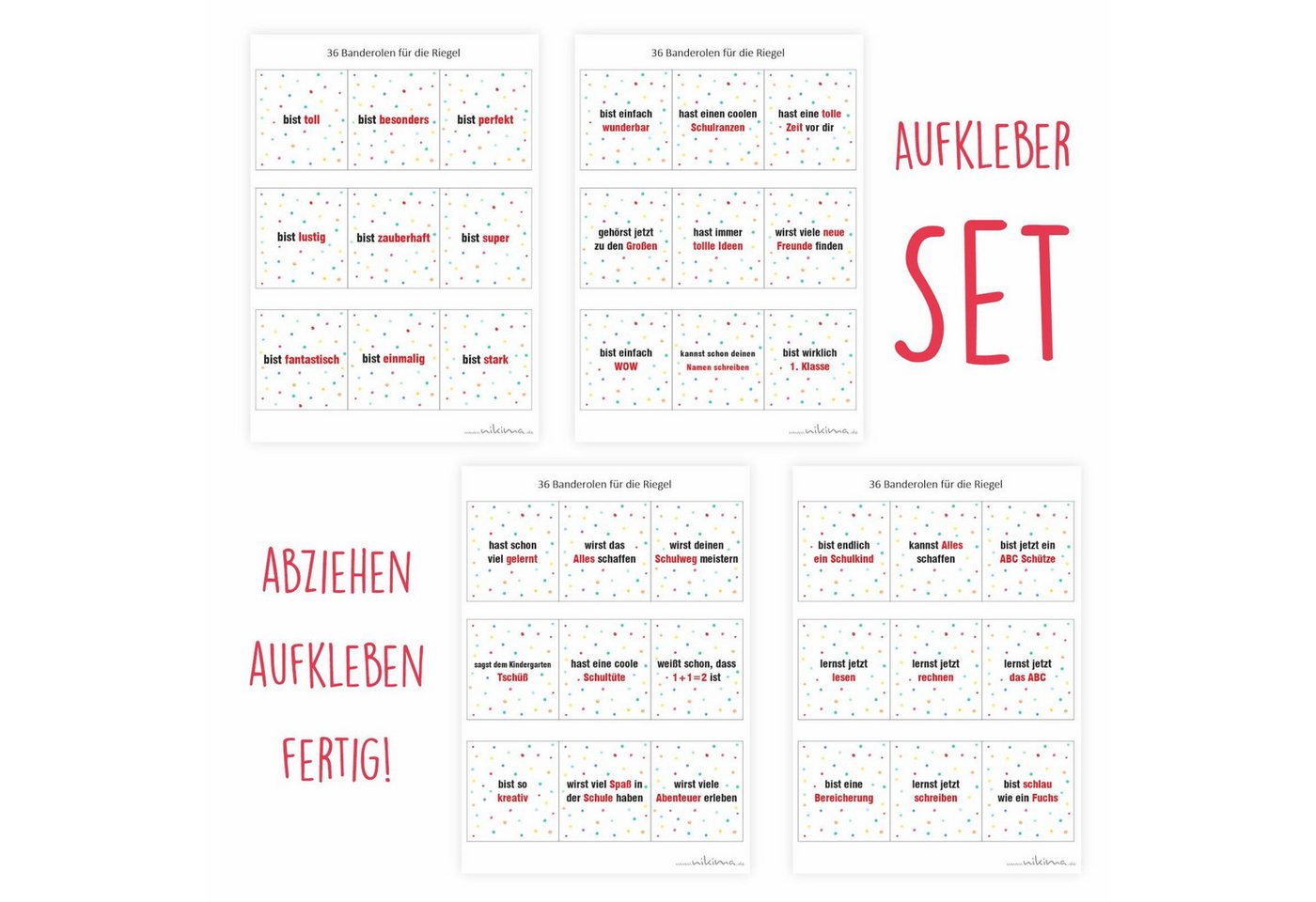 nikima Packpapier AUFKLEBER SET - Duplo Endlich Schulkind Einschulung Geschenk – Bild 4 von 4