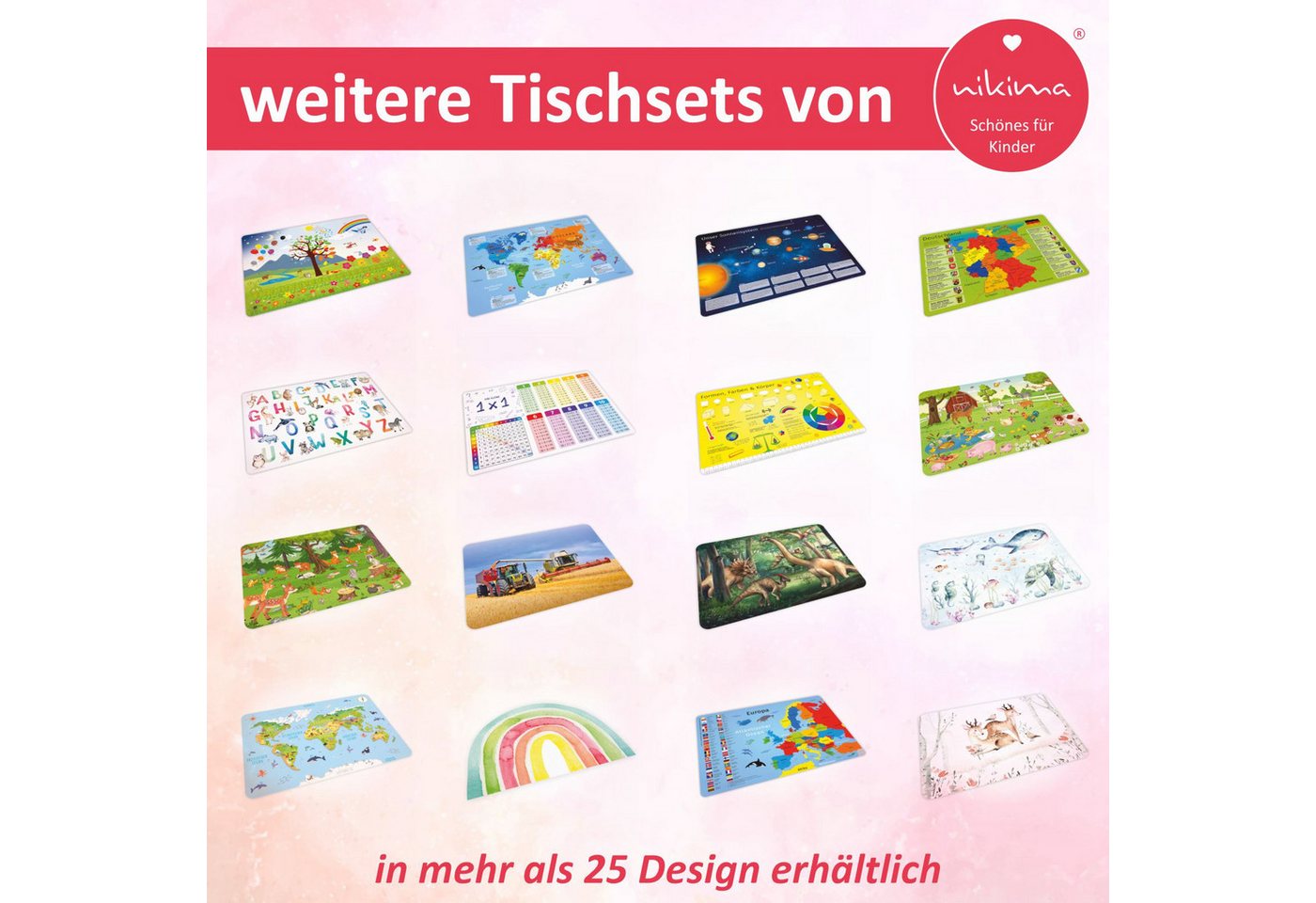 nikima Platzset stabiles Vinyl Tischset Waldtiere Kinder Platzset abwaschbar, (1-St) – Bild 3 von 5