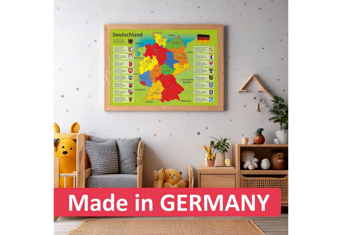 nikima Poster Kinder Lernposter Deutschland - Größe: DIN A3 - 420 x 297 mm, Deutschland, Kinder Lernposter – Bild 3 von 5