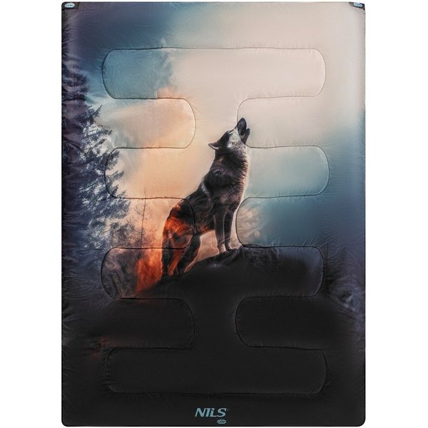 NILS CAMP Doppeldeckenschlafsack 3in1 Doppelschlafsack Deckenschlafsack Camping Schlafsack Wolf, mit praktischer 3in1 Funktion