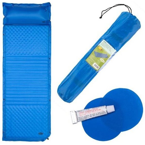 NILS CAMP Isomatte NC4001 (selbstaufblasend, Kopfkissen) blau 190x63x38cm