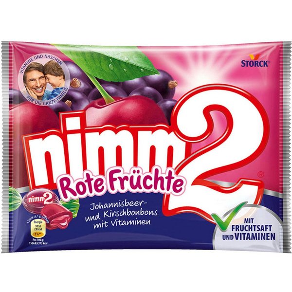 NIMM2 Süßigkeit, Storck Nimm2 Bonbon Rote Früchte mit Vitaminen und Füllung 429g