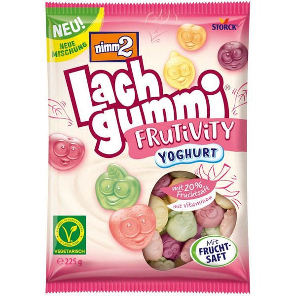 NIMM2 Süßigkeit, nimm2 Lachgummi Fruitivity Yoghurt Fruchtgummi mit Vitaminen 225g