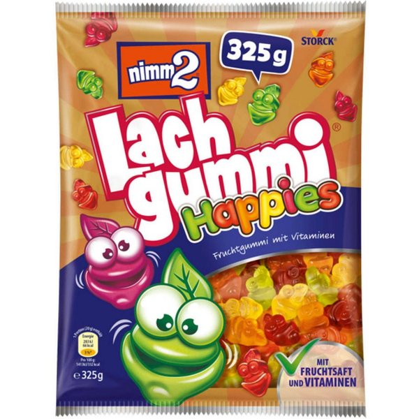NIMM2 Süßigkeit, Storck Nimm2 Lachgummi Happies Fruchtgummi mit Vitaminen 325g