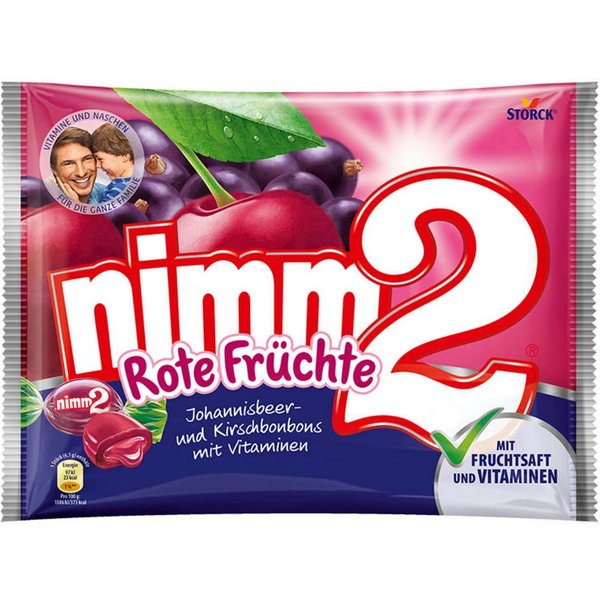 NIMM2 Süßigkeit, Storck Nimm2 Bonbon Rote Früchte mit Vitamen und Füllung 240g