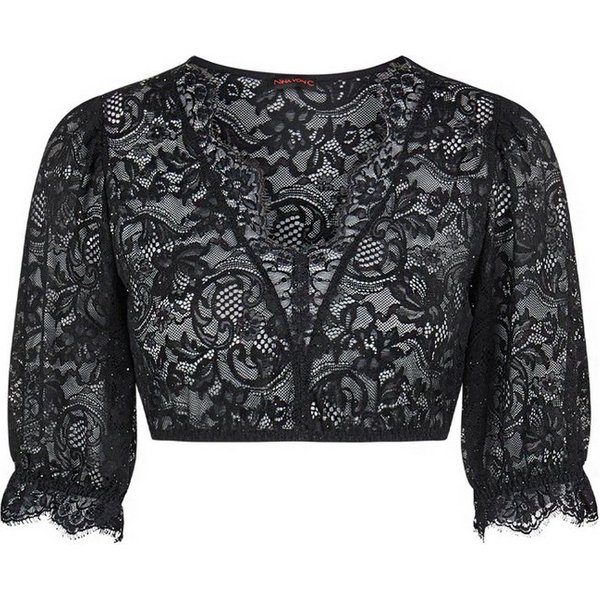 Nina Von C. Dirndlbluse Dirndl-Bluse halbarm Celine (Stück, 1-tlg) geschwungener V-Ausschnitt, elegante Puff-Ärmel