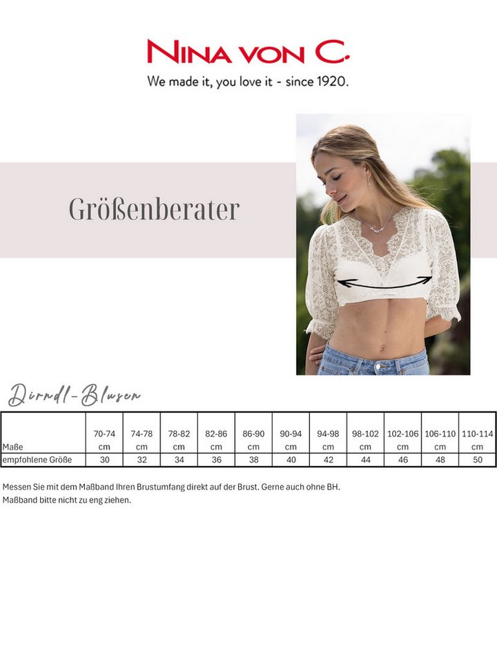 Nina Von C. Dirndlbluse Dirndl-Bluse Keulenärmel Marlene (Stück, 1-tlg) dezente Knopfleiste, Rundhalsausschnitt mit Zierkante – Bild 5 von 5
