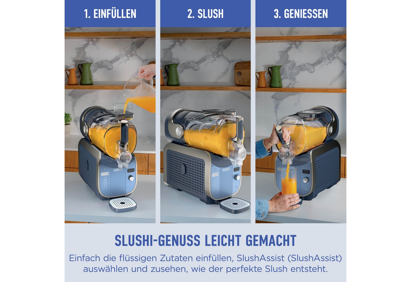 NINJA Slush-Eismaschine SLUSHi MAX – Cyberspace FS605EUBL, 3,31 l, 440 W, für gefrorene Getränke, SlushAssist-Technologie – Bild 4 von 5