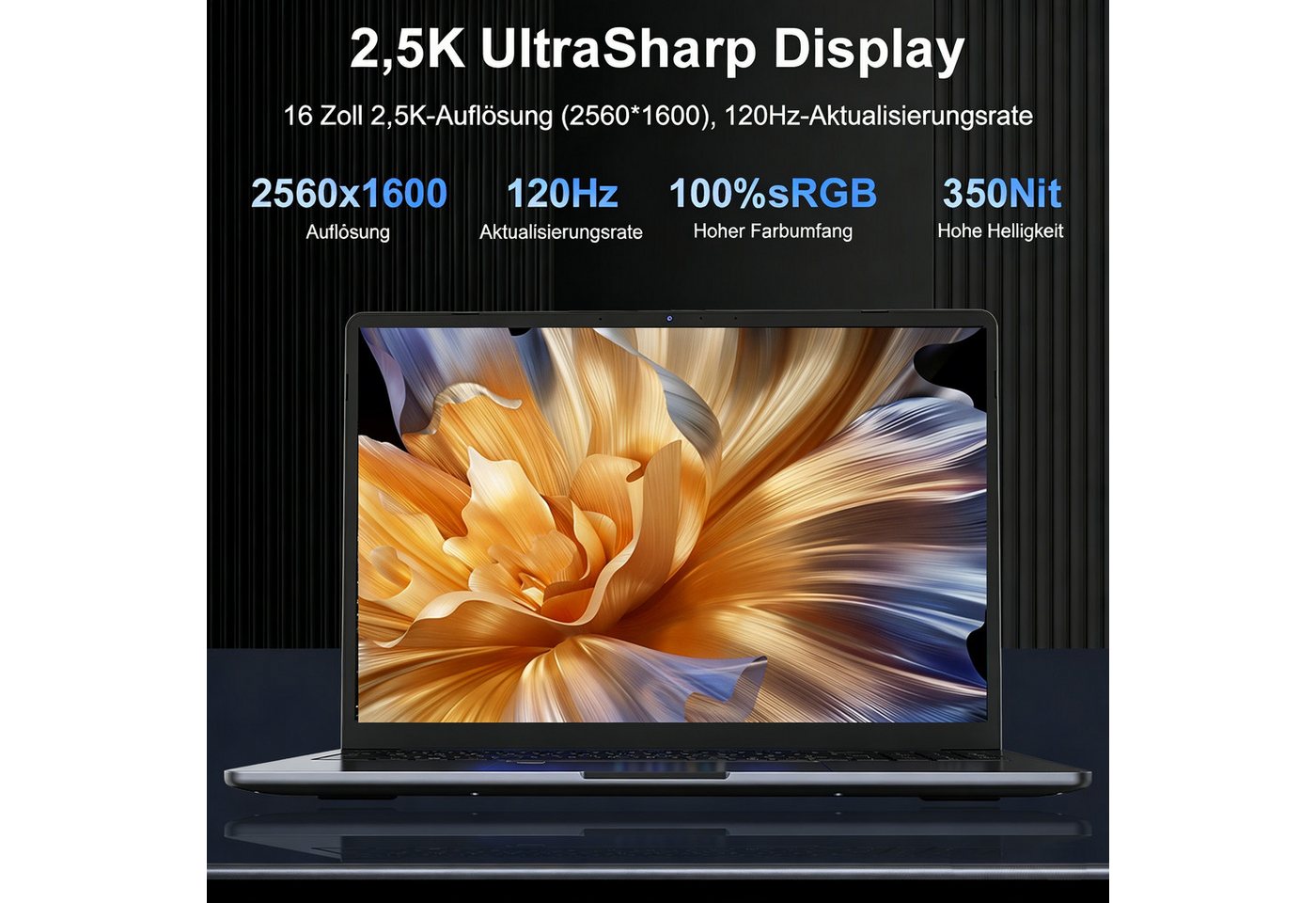 Ninkear 16 Zoll Laptop,2.5K Display,Intel Core i7-12700H 16GB RAM + 1TB SSD Business-Notebook (Intel Core i7-12700H Intel Core i7-12700H, Intel® Iris® Xe Graphi – Bild 2 von 5