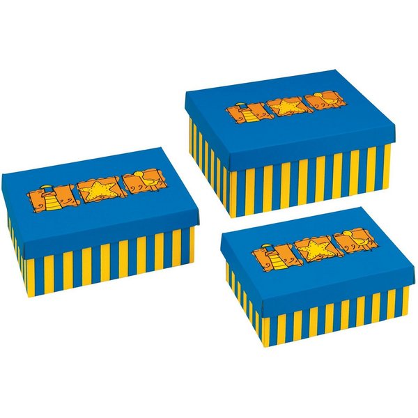 NIPS Aufbewahrungsbox BEACH (3er Set), Sommer-Motiv, Wellkarton, Karton, Pappe