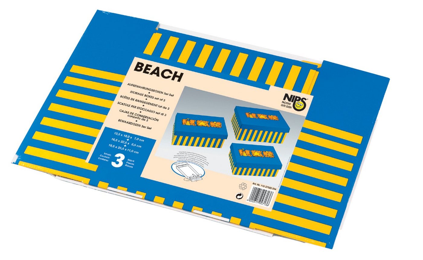 NIPS Aufbewahrungsbox BEACH (3er Set), Sommer-Motiv, Wellkarton, Karton, Pappe – Bild 3 von 3