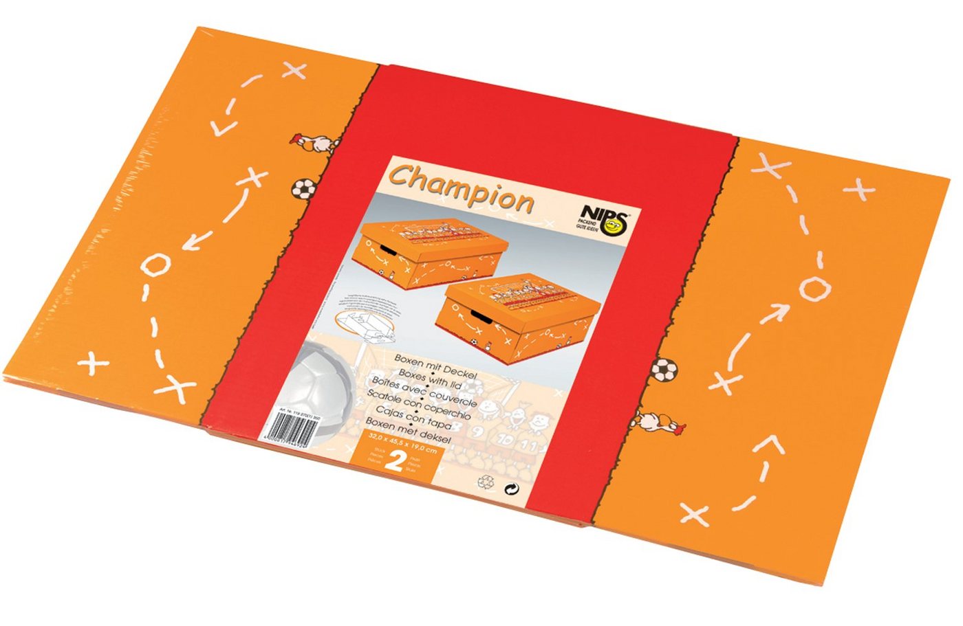 NIPS Aufbewahrungsbox CHAMPION (2 St), B/H/T: 32 x 19 x 45,5 cm, Fußball-Motiv, Wellkarton, Karton, Pappe – Bild 3 von 3