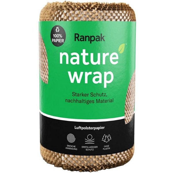 NIPS Packpapier NatureWrap® Luftpolsterpapier, Wabenpapier, Polsterpapier auf Rolle, (1St), die plastikfreie Alternative zu Luftpolsterfolie