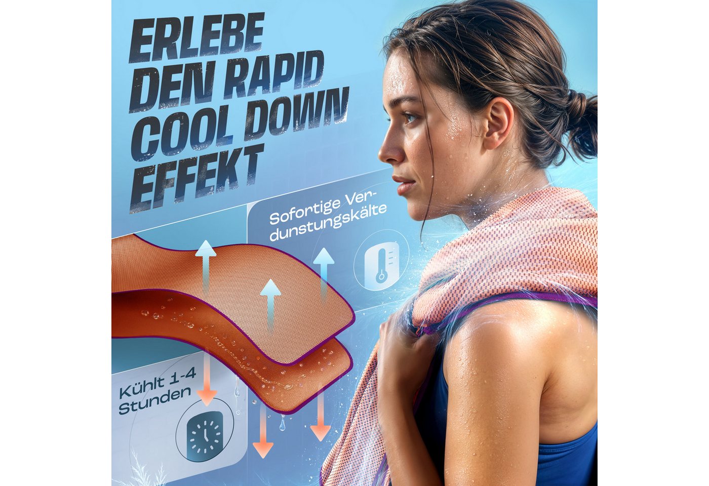 NirvanaShape Handtücher Kühl-Tuch eiskalt mit sofortiger Kühlwirkung kühlendes Handtuch, sofortiger Kühlwirkung, ultraleicht, Ideal für Sport & Freizeit – Bild 3 von 5