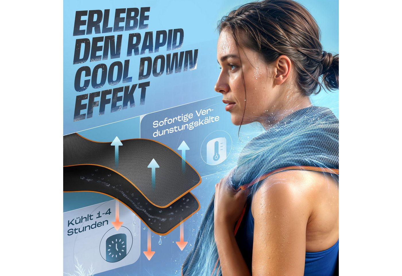 NirvanaShape Handtücher Kühl-Tuch eiskalt mit sofortiger Kühlwirkung kühlendes Handtuch, sofortiger Kühlwirkung, ultraleicht, Ideal für Sport & Freizeit – Bild 3 von 5