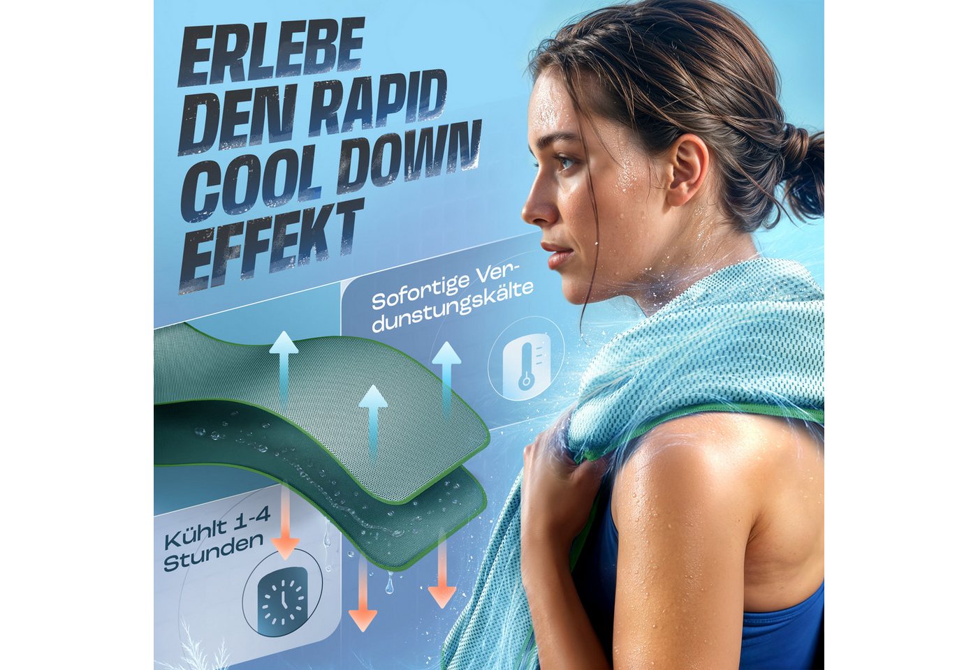 NirvanaShape Handtücher Kühl-Tuch eiskalt mit sofortiger Kühlwirkung kühlendes Handtuch, sofortiger Kühlwirkung, ultraleicht, Ideal für Sport & Freizeit – Bild 3 von 5