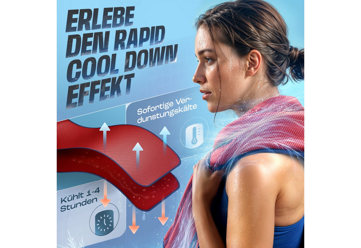 NirvanaShape Handtücher Kühl-Tuch eiskalt mit sofortiger Kühlwirkung kühlendes Handtuch, sofortiger Kühlwirkung, ultraleicht, Ideal für Sport & Freizeit – Bild 3 von 5