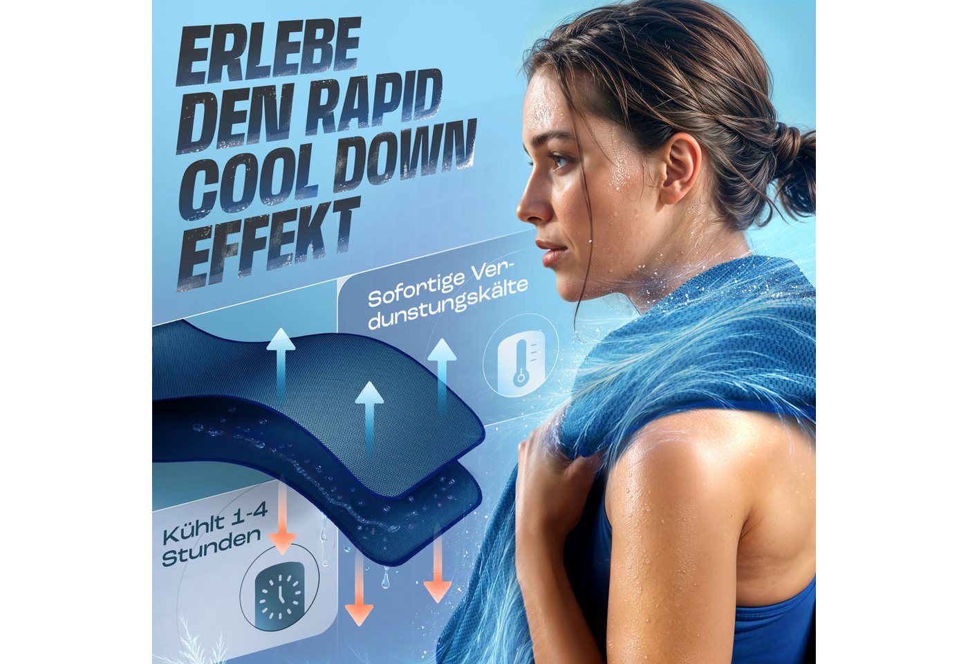 NirvanaShape Handtücher Kühl-Tuch eiskalt mit sofortiger Kühlwirkung kühlendes Handtuch, sofortiger Kühlwirkung, ultraleicht, Ideal für Sport & Freizeit – Bild 3 von 5