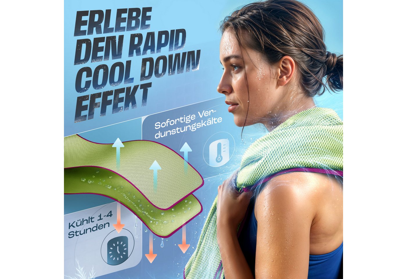 NirvanaShape Handtücher Kühl-Tuch eiskalt mit sofortiger Kühlwirkung kühlendes Handtuch, sofortiger Kühlwirkung, ultraleicht, Ideal für Sport & Freizeit – Bild 3 von 5