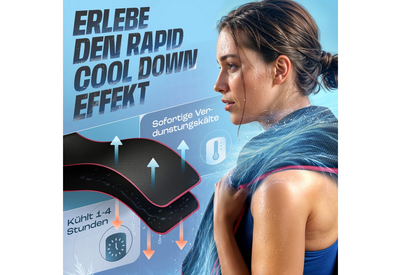 NirvanaShape Handtücher Kühl-Tuch eiskalt mit sofortiger Kühlwirkung kühlendes Handtuch, sofortiger Kühlwirkung, ultraleicht, Ideal für Sport & Freizeit – Bild 3 von 5