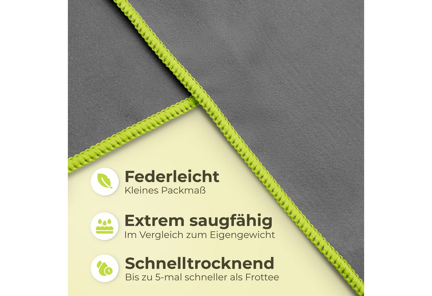 NirvanaShape Reisehandtuch Mikrofaser Handtücher [2er SET] Badehandtuch Reisehandtuch Strandtuch, Ecktasche mit Reißverschluss, saugfähig, leicht, schnelltrockn – Bild 2 von 5