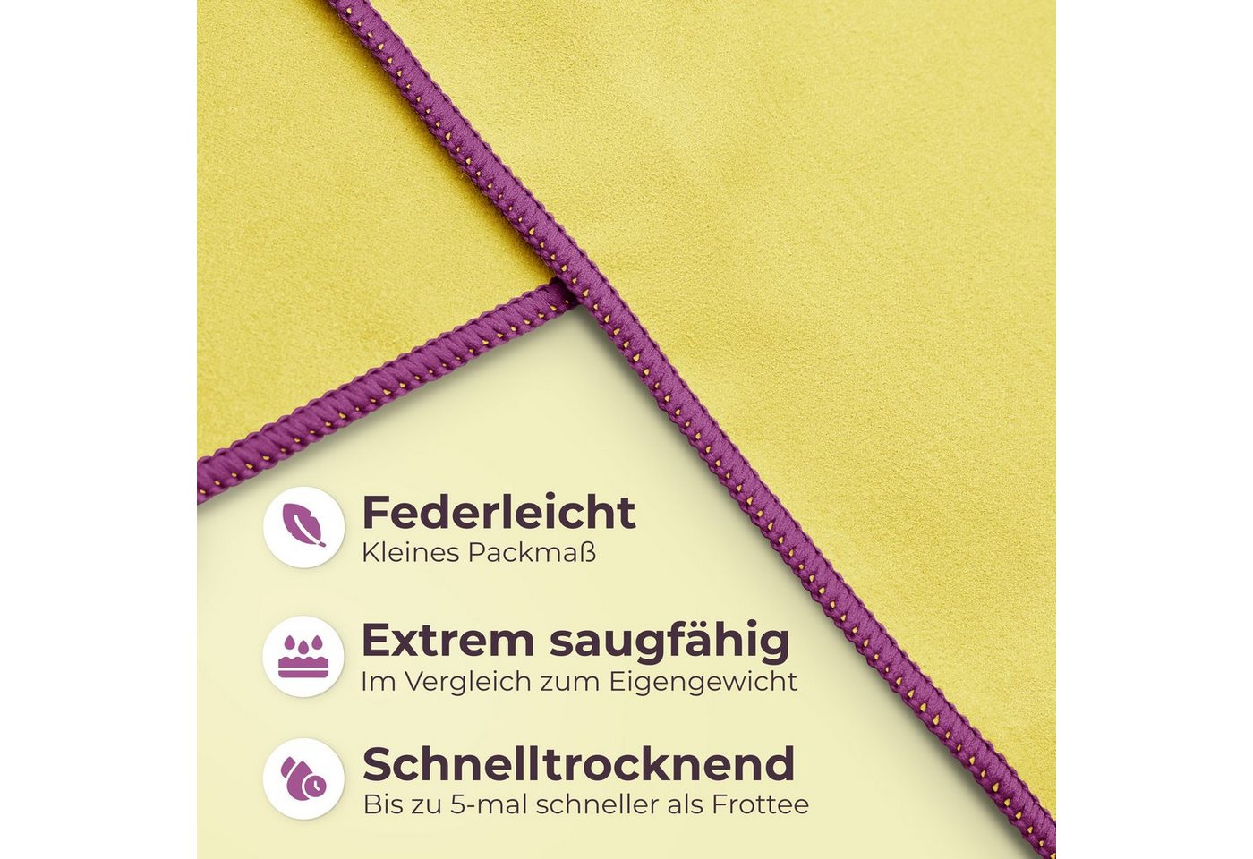 NirvanaShape Reisehandtuch Mikrofaser Handtücher [2er SET] Badehandtuch Reisehandtuch Strandtuch, Ecktasche mit Reißverschluss, saugfähig, leicht, schnelltrockn – Bild 2 von 5