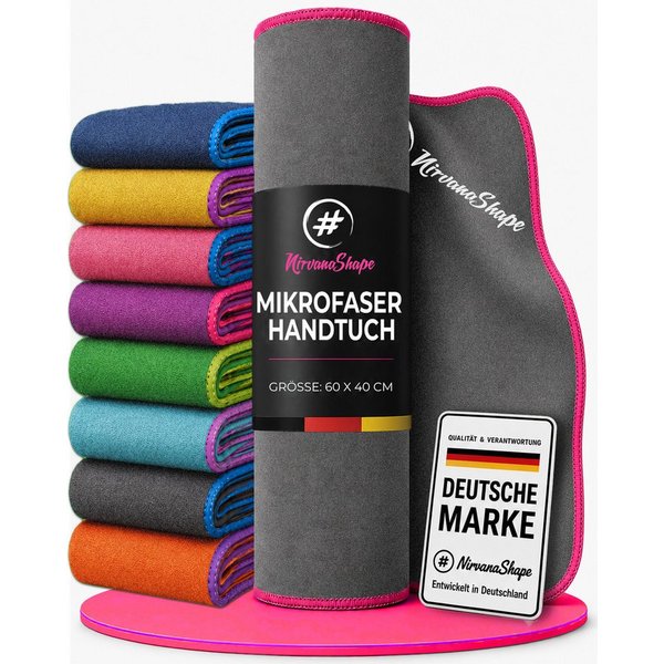 NirvanaShape Reisehandtuch Mikrofaser Handtücher [2er SET] Badehandtuch Reisehandtuch Strandtuch, Ecktasche mit Reißverschluss, saugfähig, leicht, schnelltrockn
