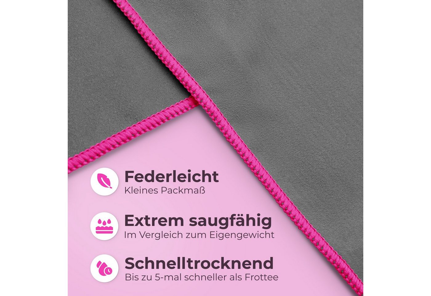NirvanaShape Reisehandtuch Mikrofaser Handtücher [2er SET] Badehandtuch Reisehandtuch Strandtuch, Ecktasche mit Reißverschluss, saugfähig, leicht, schnelltrockn – Bild 2 von 5