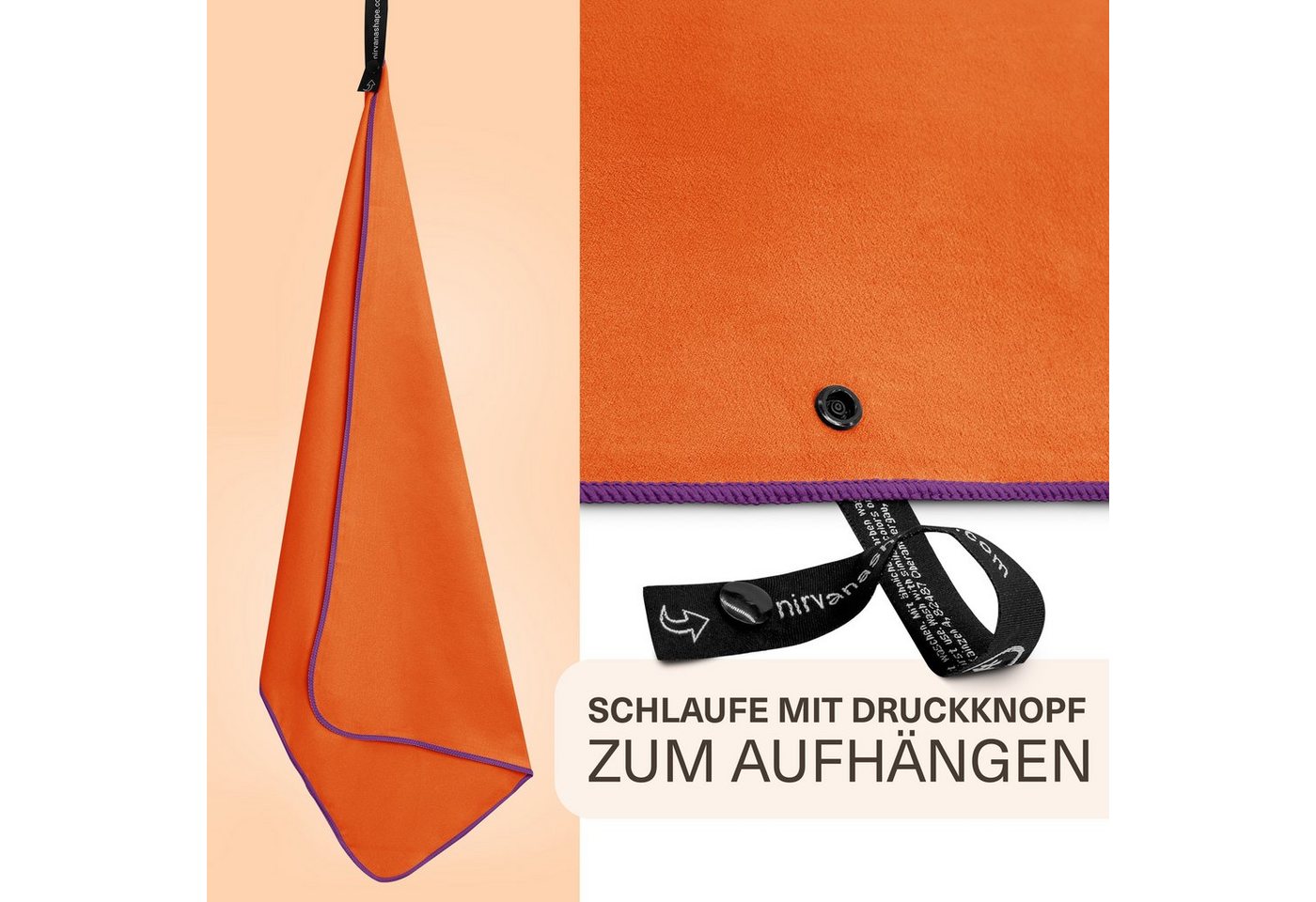 NirvanaShape Reisehandtuch Mikrofaser Handtücher [2er SET] Badehandtuch Reisehandtuch Strandtuch, Ecktasche mit Reißverschluss, saugfähig, leicht, schnelltrockn – Bild 4 von 5
